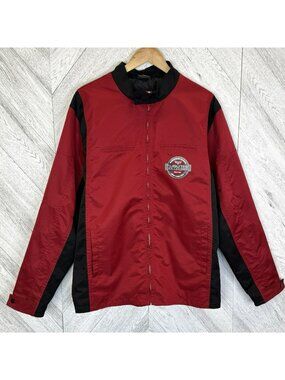 FUBU World Wide Y2K Racing Jacket Mens Size XL Red Black Streetwear Hip Hop